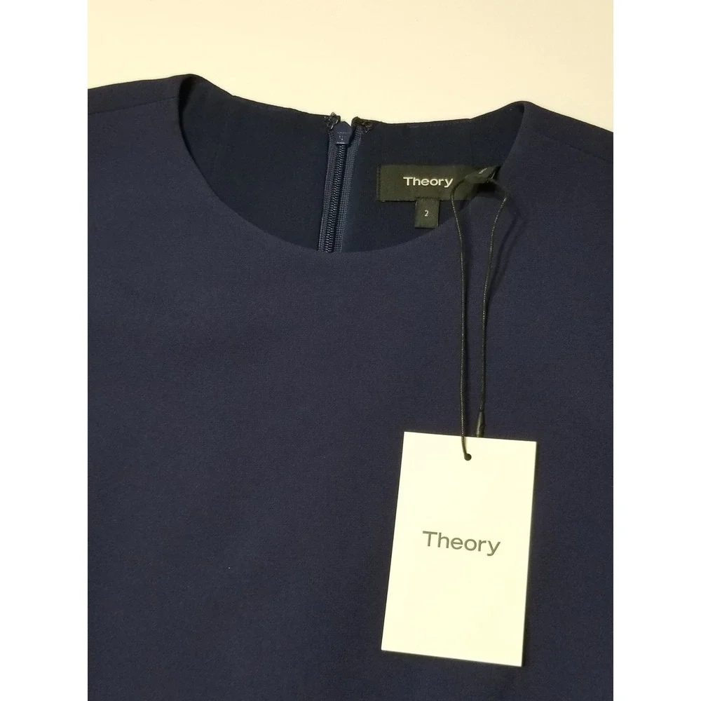 Theory‎ Malkan P Winslow Crepe Layered Pleated Dress Sea Blue NWT Size 2 $395